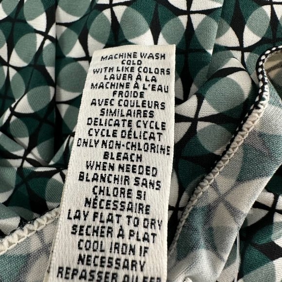 Max Studio Dress Wrap Side‎ Tye Small Stretch Green White Geometric Print - Picture 3 of 13